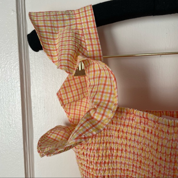 Smocked plaid Ruffle Cropped Tank - Picture 3 of 7